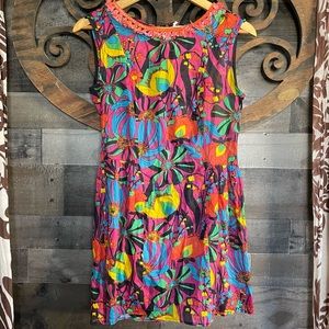 Tunic Blouse Bold Floral Colorful Summer Vacation Bohemian Embellished